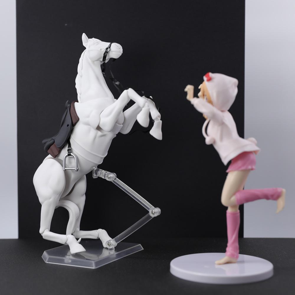 Movable Animal Figma Horse Model and Rider Figurine for Painting Simulation