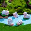 Miniature Hippopotamus Figurine Mini Cartoon Hippo Ornament DIY Microlandscape Fairy Garden Animal Resin Statue Decoration Ornament
