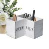 Wooden Kitchen Corner Cutlery Storage Box Household Countertop Spoon And Chopstick Container 3 Compartments Utensil Holder
