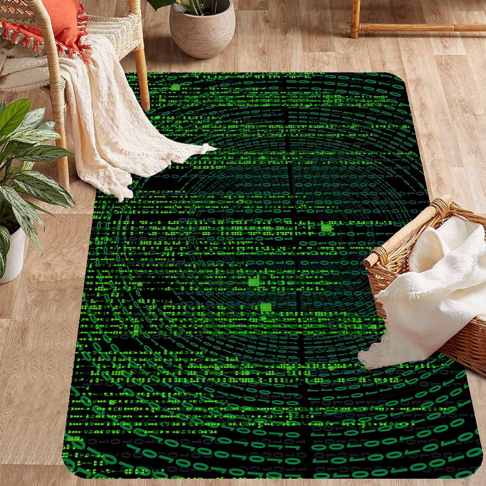 Binary Code The Matrix Program Chart Floor Mat INS Style Soft Bedroom Floor House Laundry Room Mat Anti-skid Household Carpets