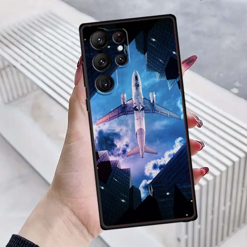 

Модный узор с самолетами Для Samsung Galaxy S26 S25 S24 S23 S22 S21 S20 Ultra Plus FE 5G Черный Мягкий ТПУ Чехол для телефона Galaxy S24 FE