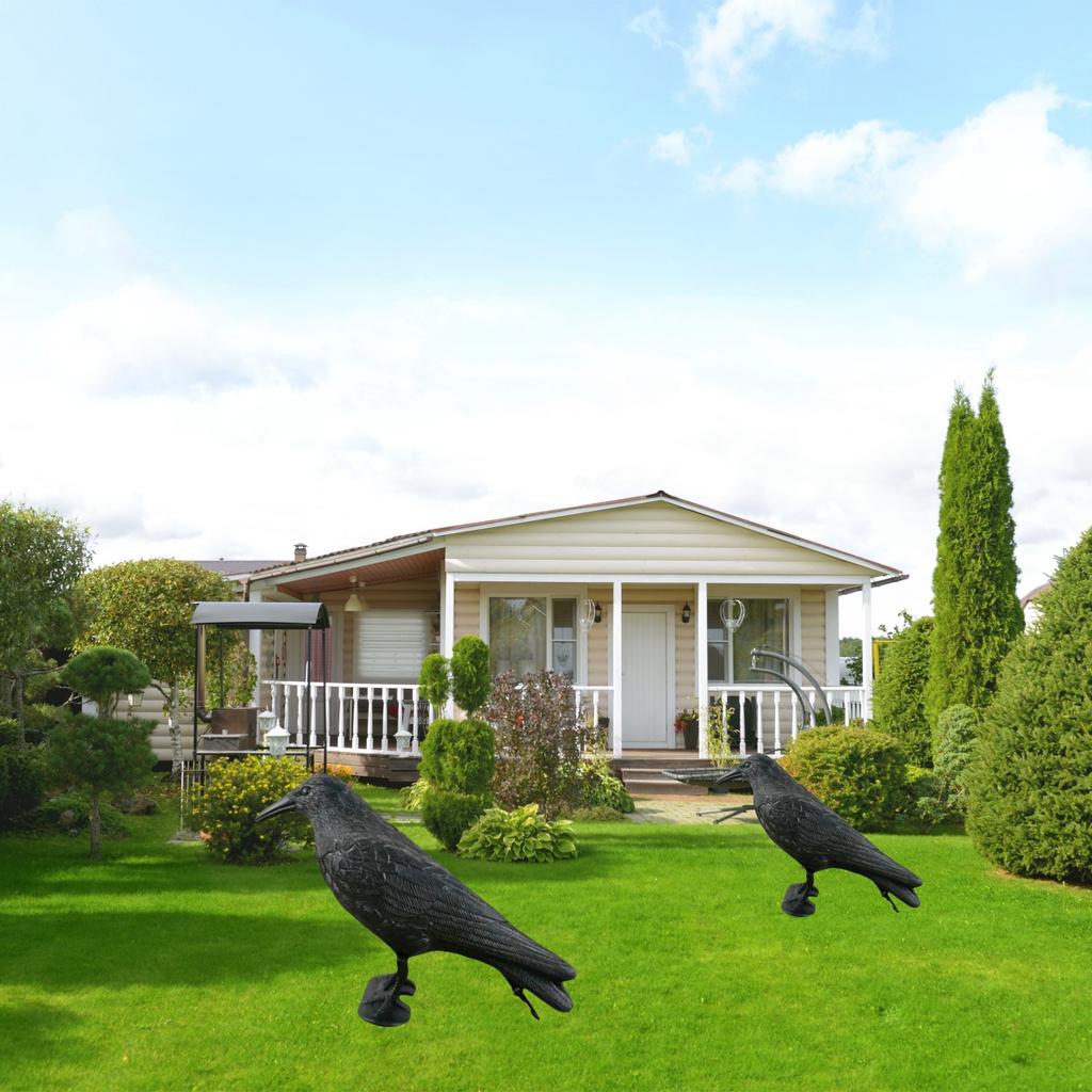 2 szt. Realistyczne łapacze ptaków 3D w kształcie czarnego kruka - Idealne na dekoracje ogrodowe i podwórkowe na Halloween, realistyczny odstraszacz ptaków na zewnątrz do domu i ogrodu