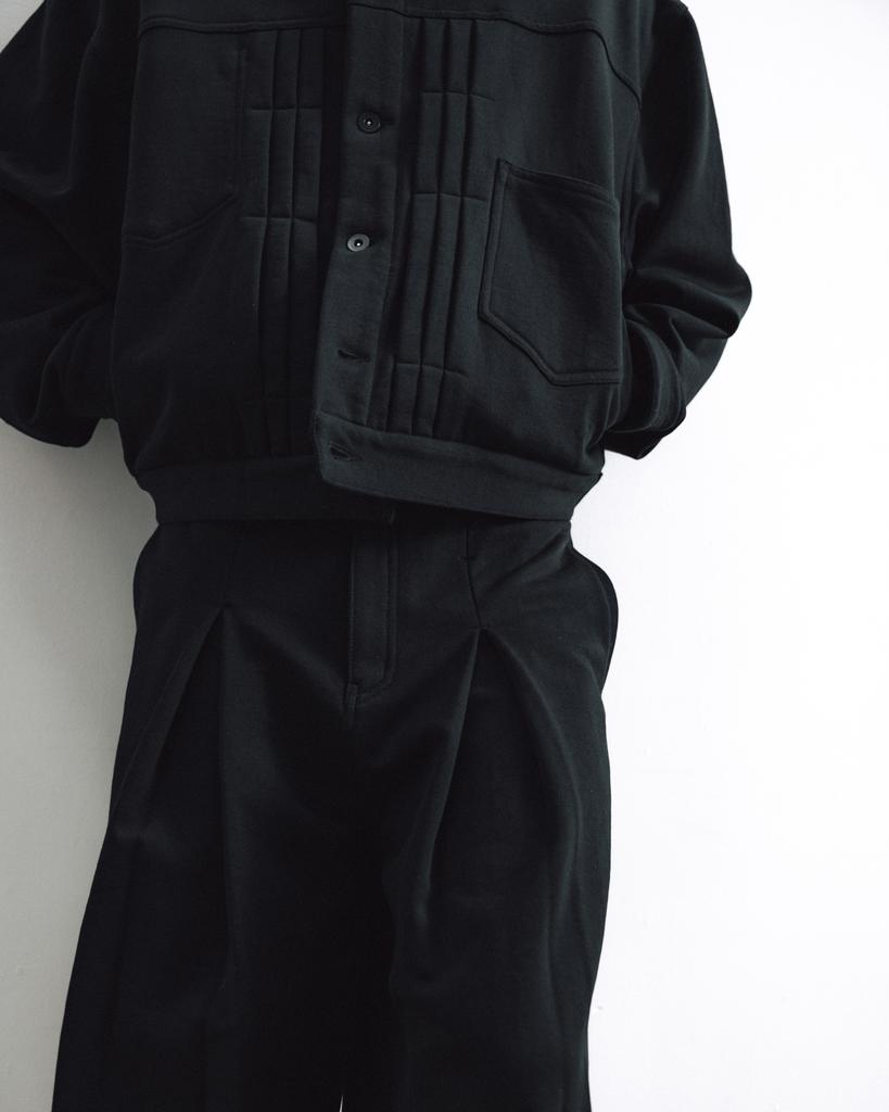ANGLAN Heavy Sweat Long Tuck Pants - Black