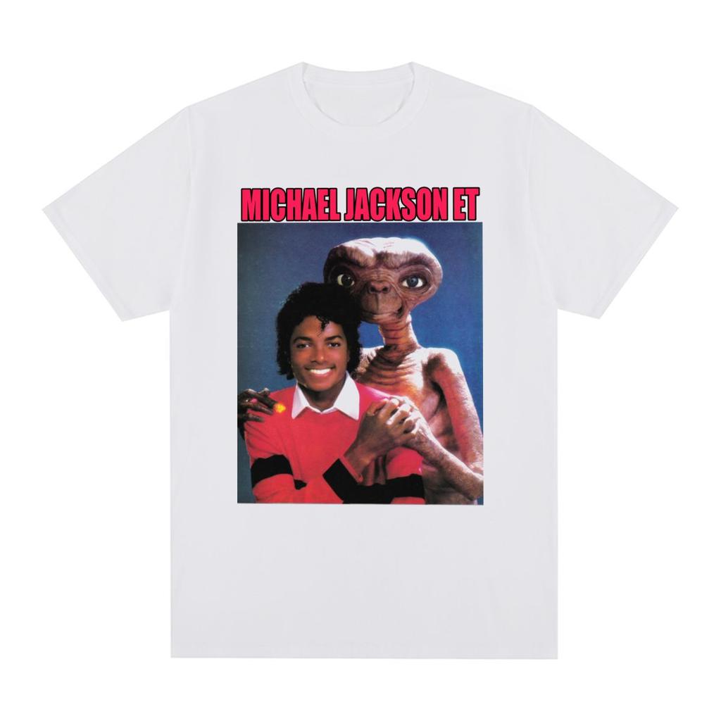 Singer Michael Jackson  ET Vintage Tshirt Unisex and Women Summer Clothing Breathable Fashionable Round Neck Short Sleeved Top