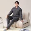 Pajamas Men'S Winter Coral Fleece Thickened Fleece Three-Layer Padded Jacket Autumn And Winter Warm Down Padded Homewear