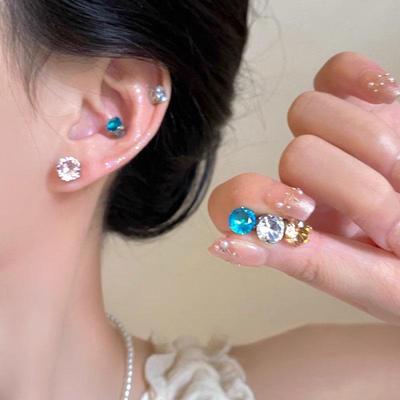 Colored Zircon Magnetic Ear Clips for Women - Elegant, Painless, Versatile Studs