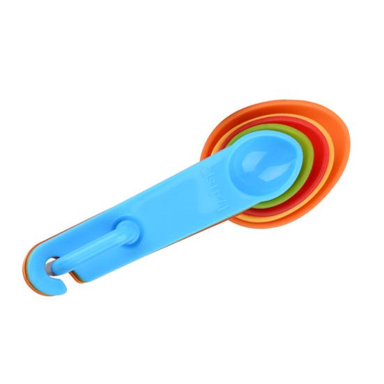 

Rainbow Measuring Spoon Cup Set BPA-Free Plastic Baking Tool with Engraved Scales Stackable Dishwasher Safe Essential Kitchen Gadget for Flour 5pcs