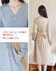 Collecala Slimming Dress with Front Simple Belt Ribbon Perfect for Fall and Winter Women's Buttons, Design, High-Waisted, Included,