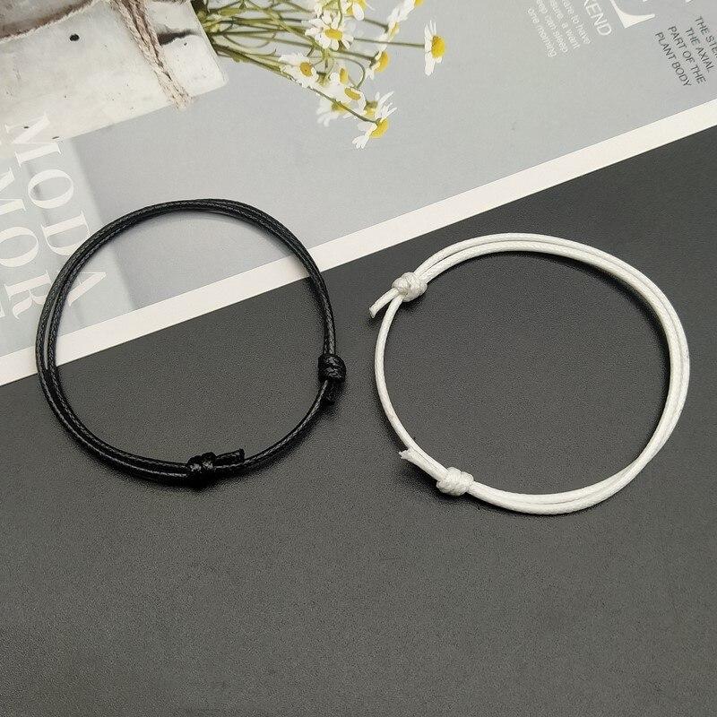 2 Pcs /Lot Cross Couple Wrist Bracelet New Arrival Stylish Fashionable White Black Color Charm Bracelets Present Gift Idea Friend Lover Handmade