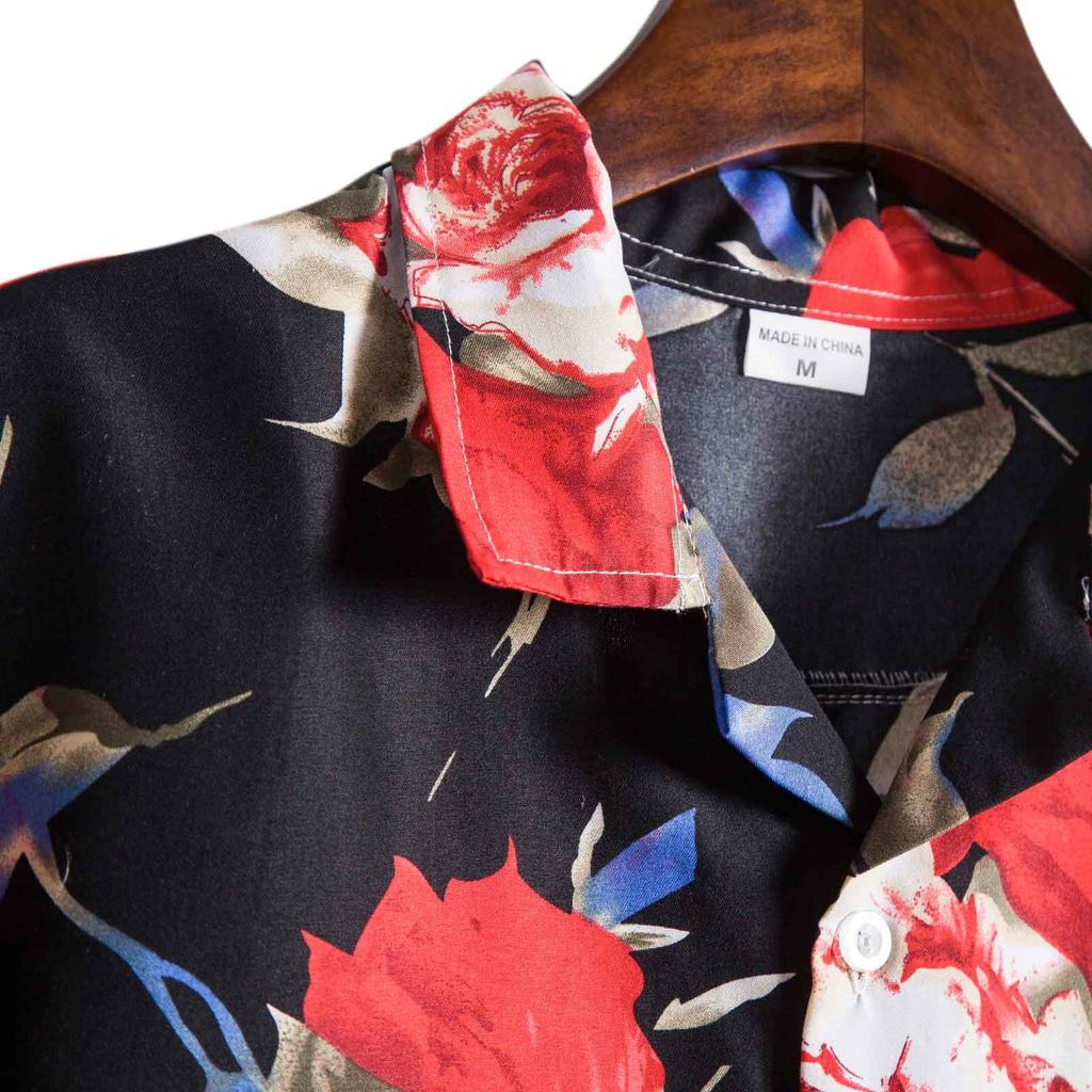Men's Hawaiian Style Short Sleeve Shirt Button Down Floral Print Casual Summer Beach Shirt Lightweight Breathable Fabric