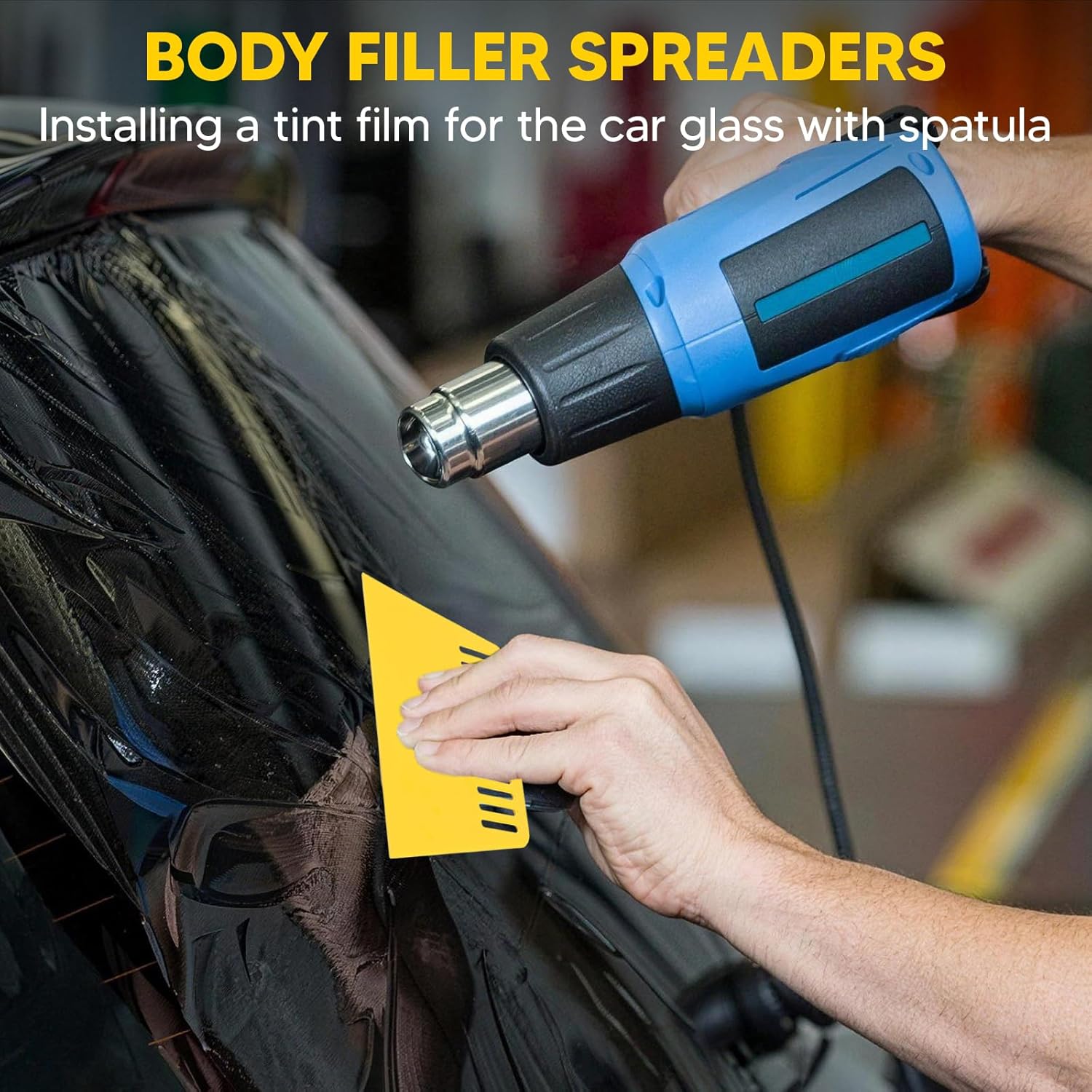 

3 Pieces Auto Body Filler Spreaders Pp Putty Tool Flexible Edge Yellow for Car Foil Installation Tool Versatile