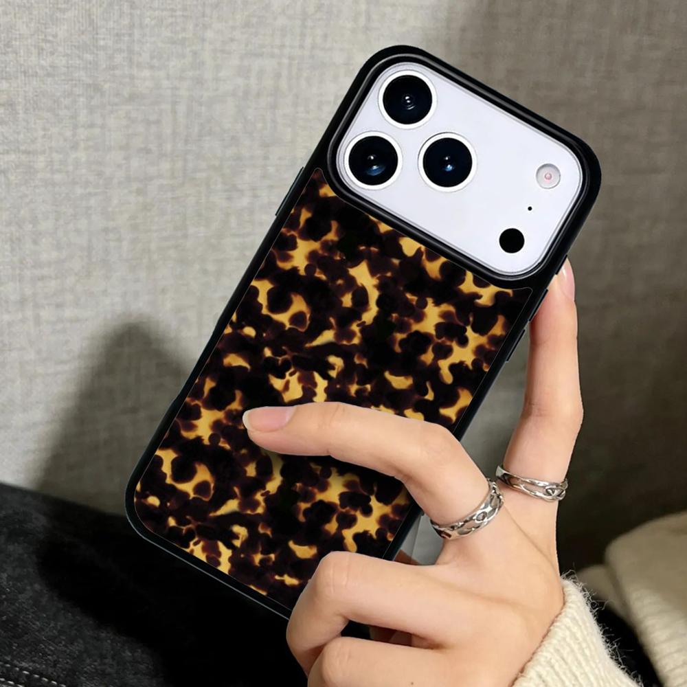 Capa Case for iPhone 17 Air 16 Pro Max 15 Plus 11 13 Mini 14 12 Back Phone Cover Tortoise Shell Pattern polished Marble