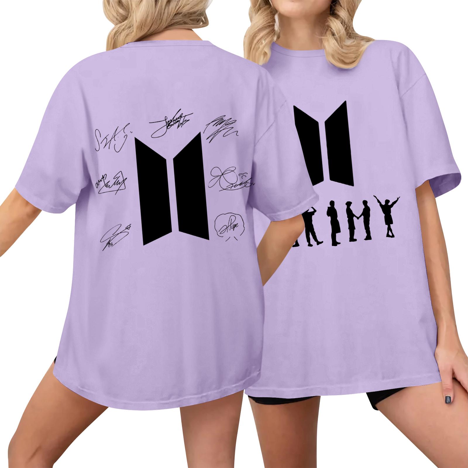 

Women s Casual Printed T-Shirt Round Neck Pullover Short Sleeve Top XL фіолетовий