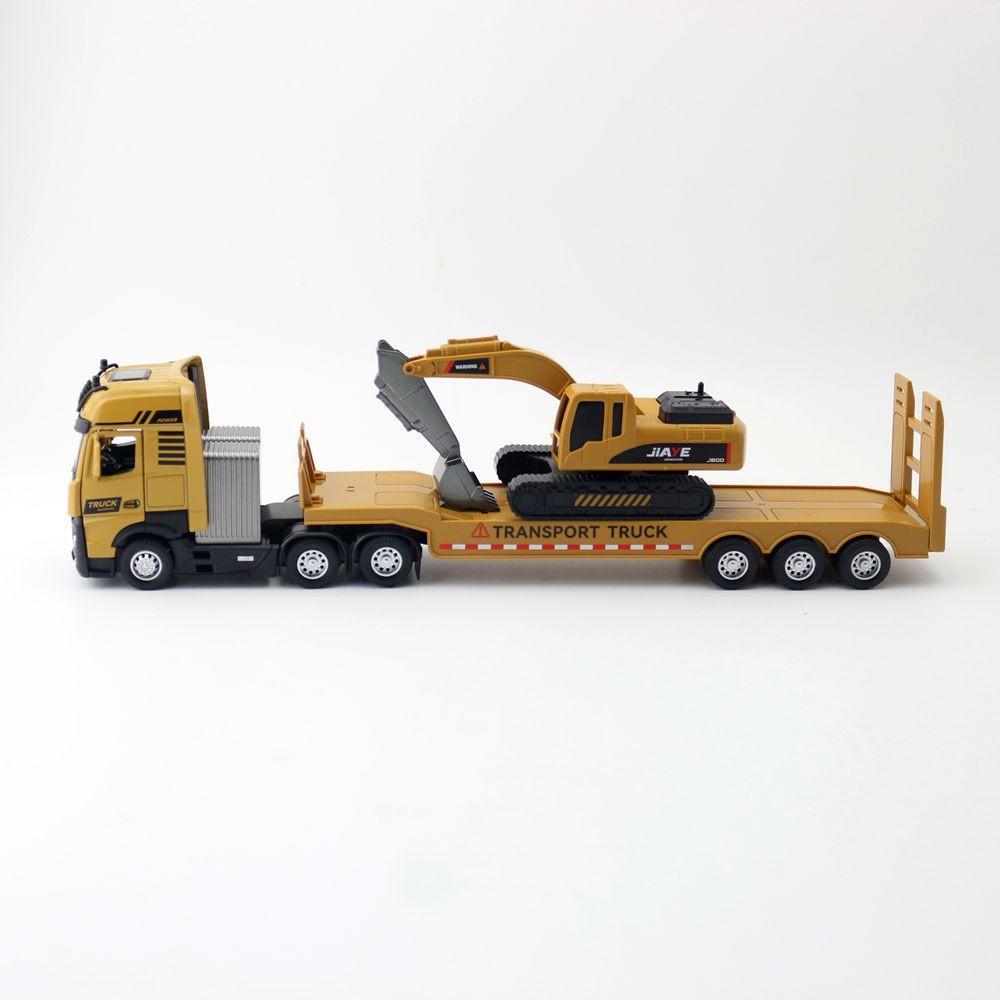 Flat And Trailer Excavator Alloy Model With Acousto Optic Design For Gift Kids
