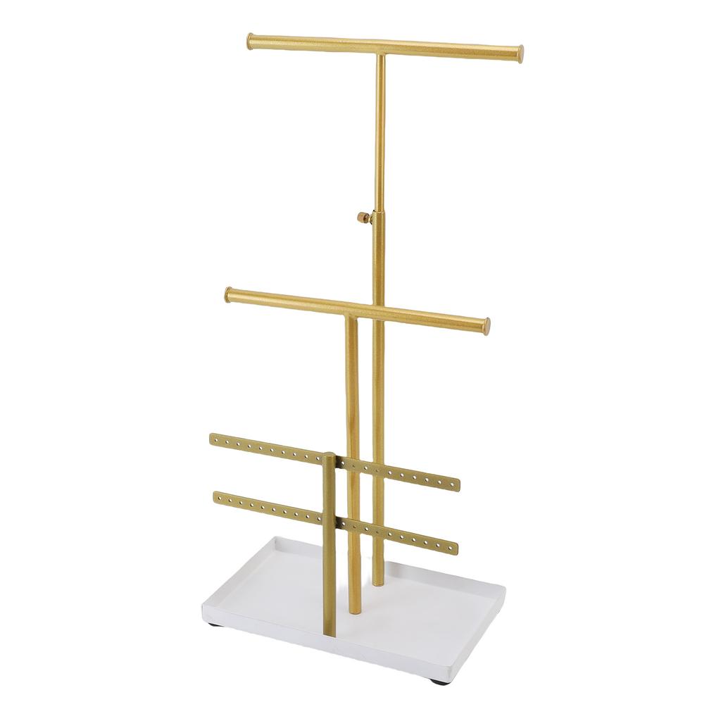 Jewelry Holder Stand 3 Tier Necklaces Earrings Bracelets Rings Metal Display Organizer with Tray
