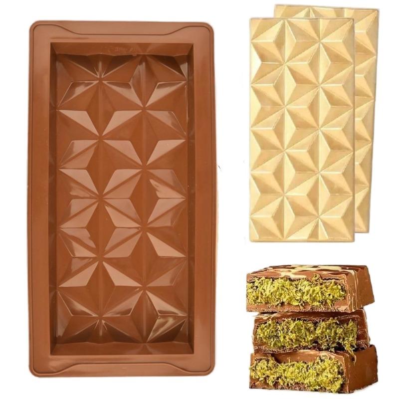 1PC Candy Bakery Accessories Thick Break-Apart Design Rectangle Molds for Pistachio Dubai Style Silicone Chocolate Bar Mold