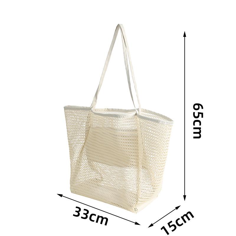 Foldable Mesh Beach Tote Bag Women Large Capacity Lightweight Shoulder Bag Summer Travel Storage Handbag