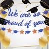 We Are So Proud Of You Banner Graduation Party Decorations Glitter Congratulations Class Grad Ideas Blue Grad Oragne
