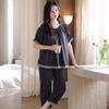 Self-contained chest pad pure cotton pajamas women's summer thin short-sleeved cropped pants sweet cotton loungewear set large size