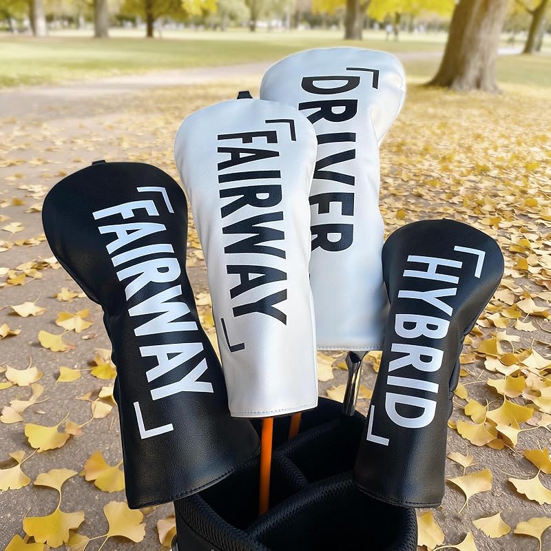 Waterproof Golf Headcover for Drivers, Woods, Utilities, and UTs with Club Number Tags (Black, DR) for 440cc and 460cc Drivers