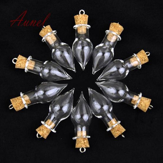 DIY Tear Drop Glass Bottles with Cork Top Pendants Wishing Bottles Jars 10 Pcs