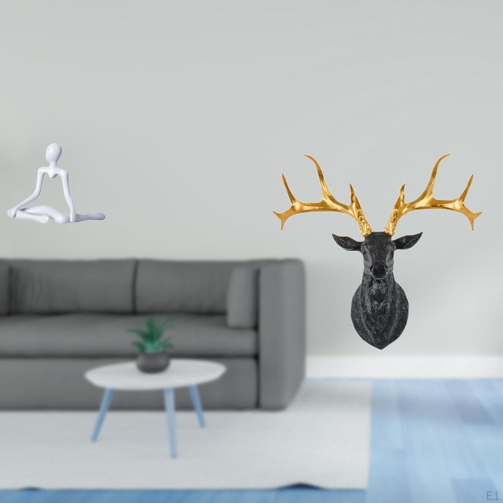 Creative Abstract Thinker Deer Head Sculpture Unique Decorative Figurine Resin Collectible Boho