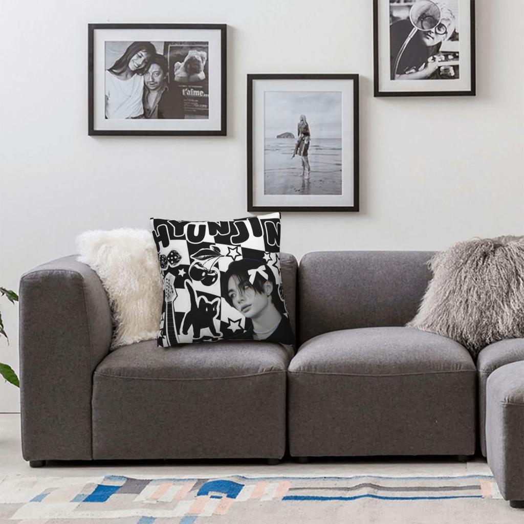 Hyunjin Collage Square Pillowcase Cushion Cover Pillow Case Throw Pillow Cover for Home Sofa Living Room