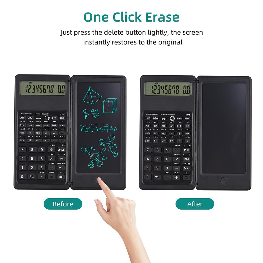 Foldable Scientific Calculators With 6 Inch Writing Tablet Digital Drawing Pad Graphing For Office Business School
