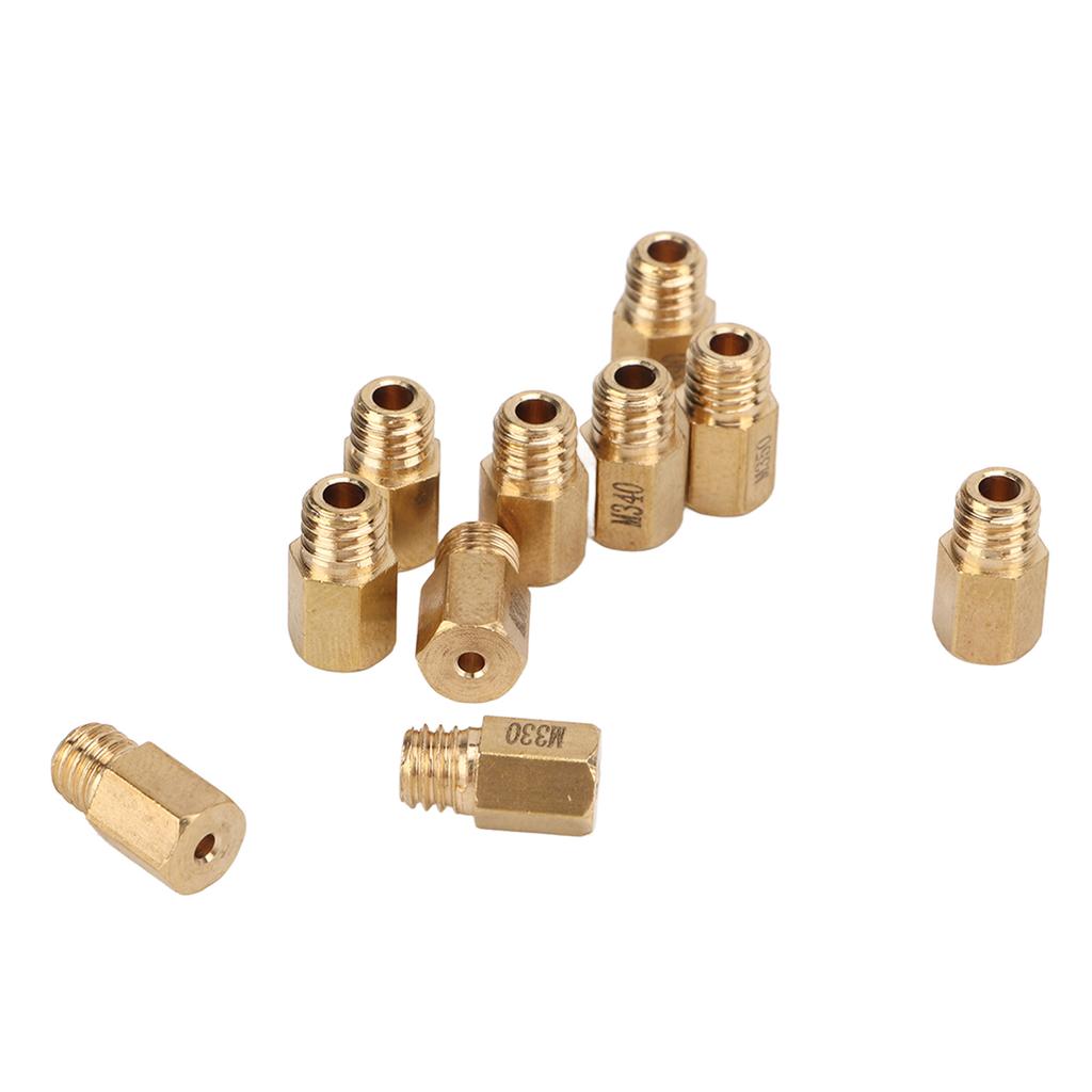 10Pcs Set Carburetor Main Jet Kit Hex Style Brass Replacement for Mikuni VM TM TMX 300‑390
