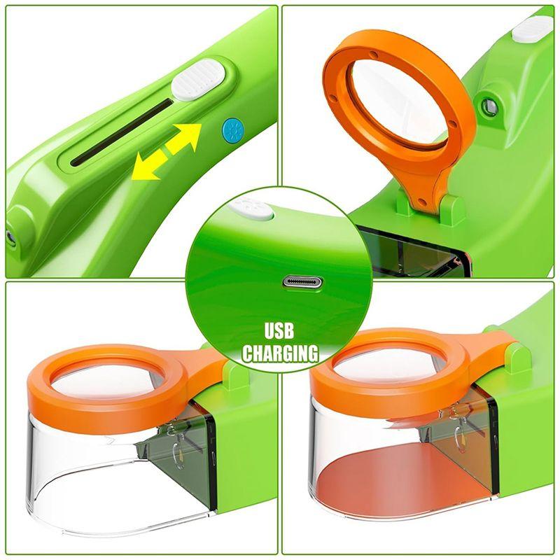 ABIY Insect Catcher Magnifying Glass Viewer With LED Light,No-Touch Insect Trap For Kids Indoors And Outdoors A