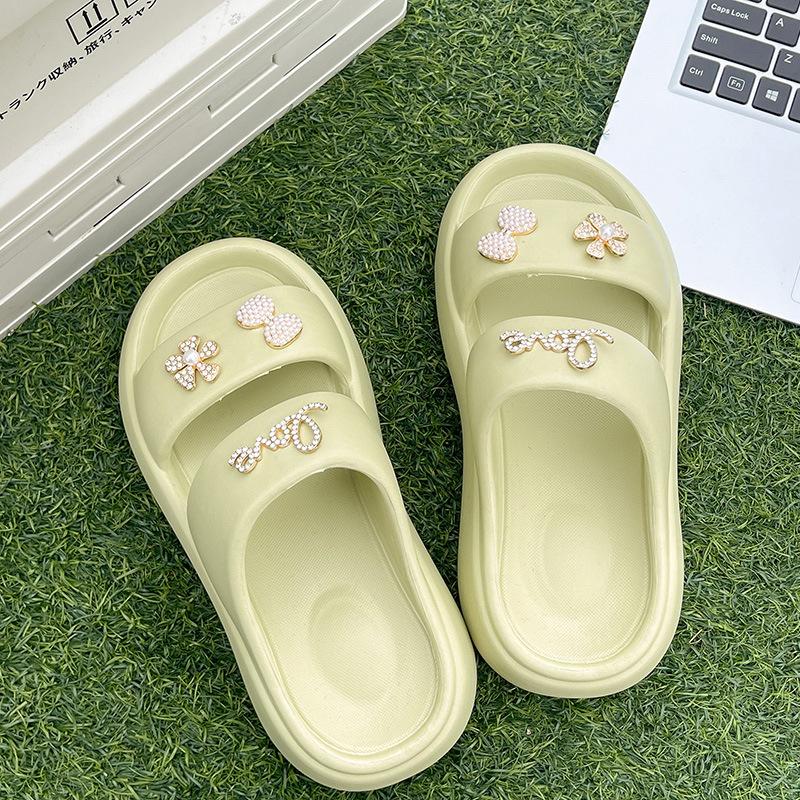 Summer New Solid Color Outdoor Stepping On Shit Sandals Platform Slippers Women's Fashion Double Strip Outer Wear Cool Slippers Are Now Approved