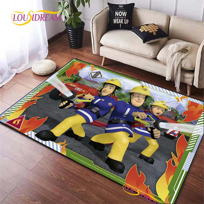 British Classic Animated Fireman Sam Carpet for Living Room Bedroom Area Rugs Kitchen Door Kids un-slip floor Mats birthday gift