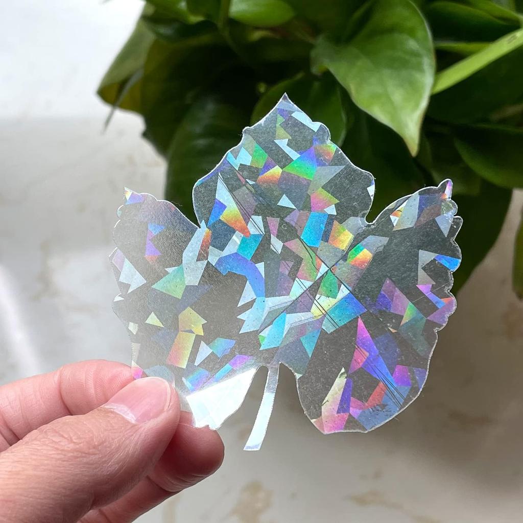 Holographic Window Decals for Bird Strikes - Glass Reminder Anti-Collision Self-Adhesive Stickers - Avoid Birds Hitting Windows, Circle, 25 Pieces