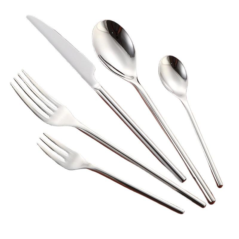 Set di Posate in Acciaio Inossidabile 304: Coltello, Forchetta, Cucchiaio con Manico Rotondo - Ideali per la Sala da Pranzo di Hotel e Ristoranti