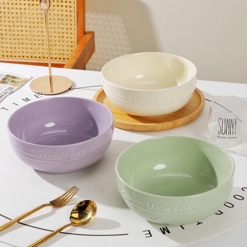 Nordic Style 8-Inch Thickened Ceramic Soup & Noodle Bowl - Large Capacity, 2024 New Design