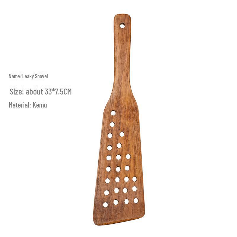 Yimuyijiang kokeredskapssett med lang håndtak av tre - Non-stick pannespade og skje med logo