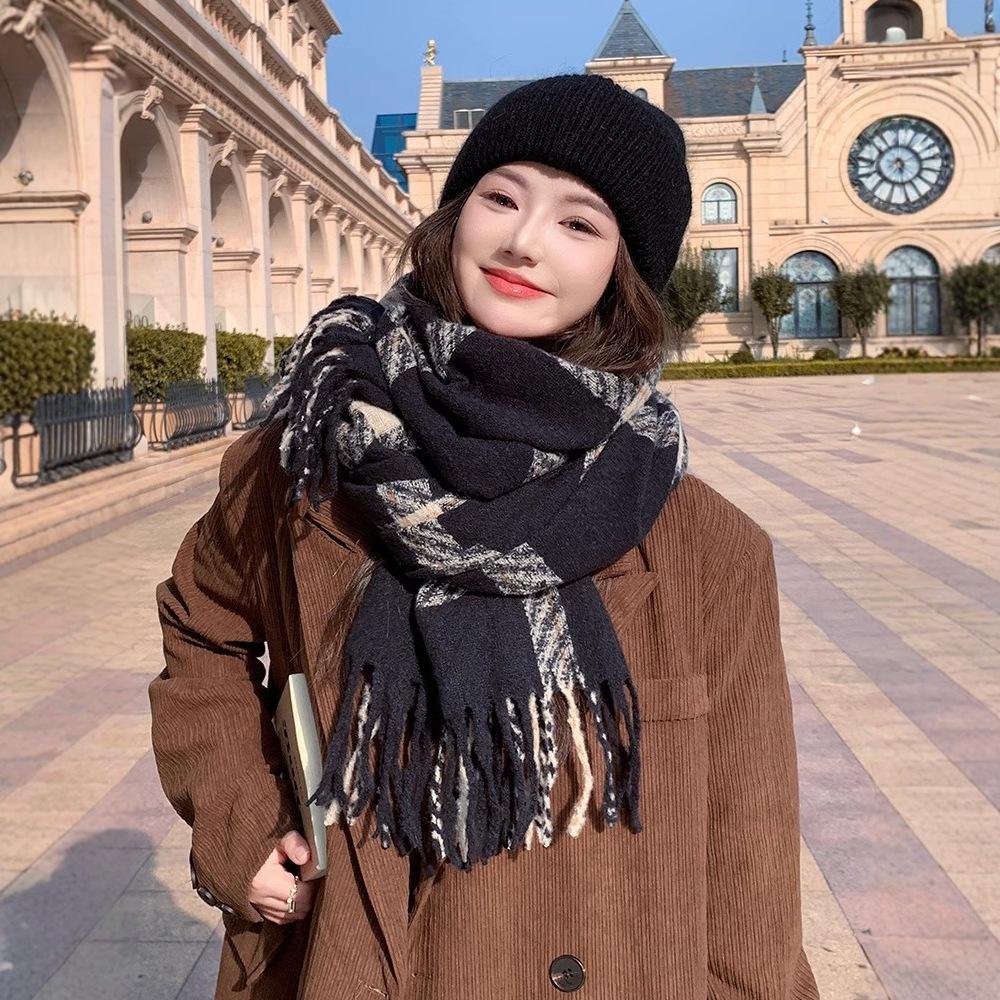 Scarf Women's Winter New Korean Version Fashion Versatile Thickened Warm Dual-purpose Shawl Imitation Cashmere Couple Scarf