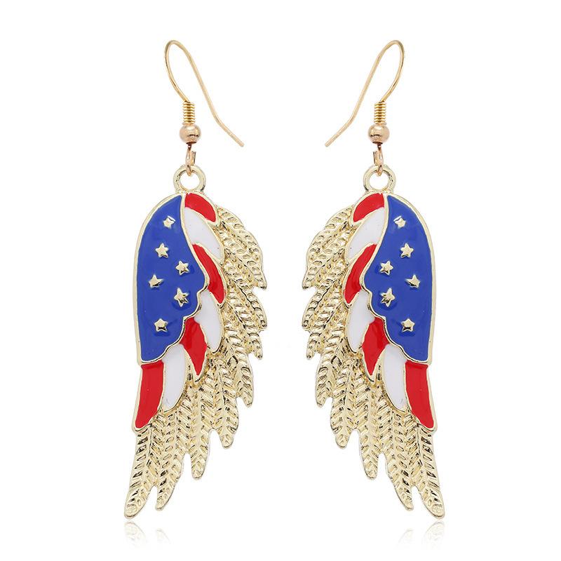 Independence Day Flag Hat, Slippers, Love Earrings, Red, White And Blue Striped Flag Earrings