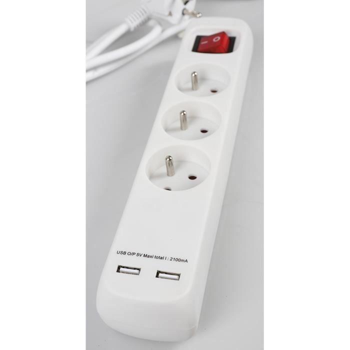 EXPERTLINE Bloc multiprise 3 prises 16 A avec interrupteur câble H05VVF 3x1 mm²