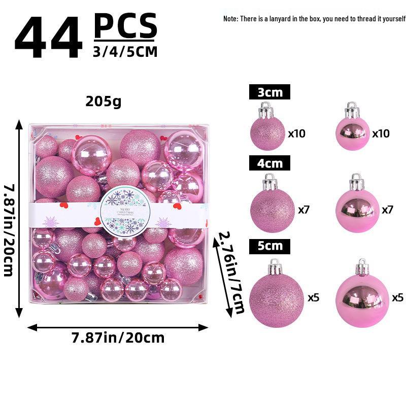 44pcs Christmas Glitter Balls Set - Festive Tree Ornaments