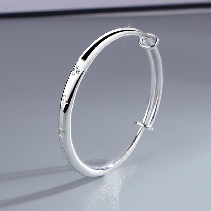Glücksklee Solider Schiebe-Zug-Armreif Modisches Armband für Damen