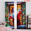 2pcs 2D Flat Printing Merry Christmas Window Drapes Father Christmas_ 100% Polyester Without Electricity Holiday Decorations