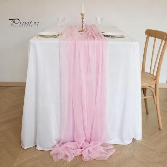 Heat Resistant Table Runner Sheer Flowing Runner, Chiffon Wedding Elegant Solid Color Durable for Dining Home Bridal Shower Party Decor Decorative