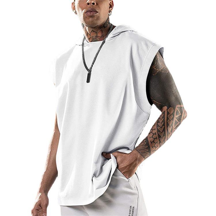 Men's Sleeveless Hooded Sports Vest - Casual European & American Style, Plus Size, Loose Fit
