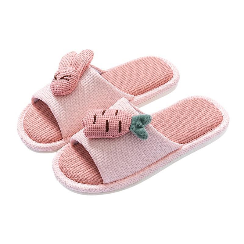 Cute Cotton Linen Slippers for Women - Silent Indoor Home Footwear for Spring and Autumn