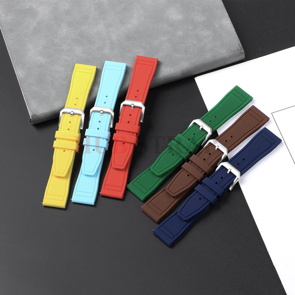 20mm 21mm 22mm Quick Release Soft Silicone Strap for IWC PILOT Portugal PORTOFINO Waterproof Smart Watch for Men Women Belt