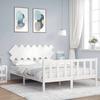 VidaXL Bed Frame with Headboard White 140x190 Cm Solid Wood 3193447