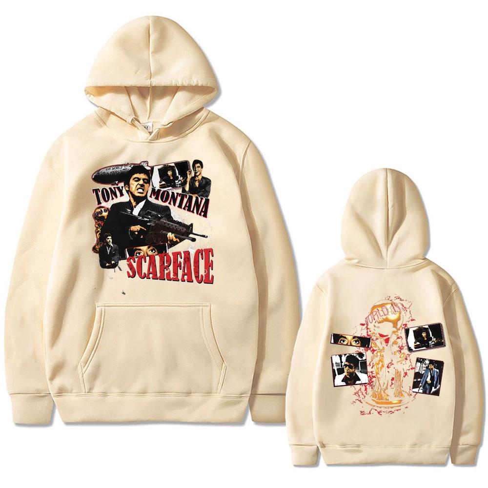 Famous Gangsters Movie Scarface Tony Montana Al Pacino Hoodie Casual Cotton Vintage Sweatshirt Oversized Streetwear