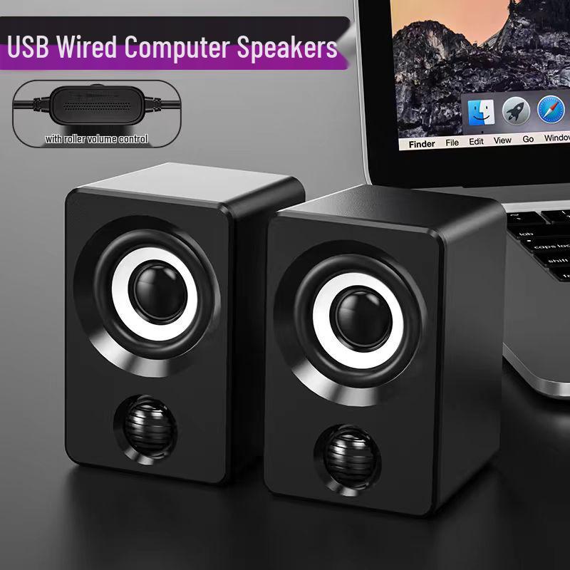 Wired Desktop Computer Speakers with Subwoofer - Mini Pair for PC and Laptop Home Use