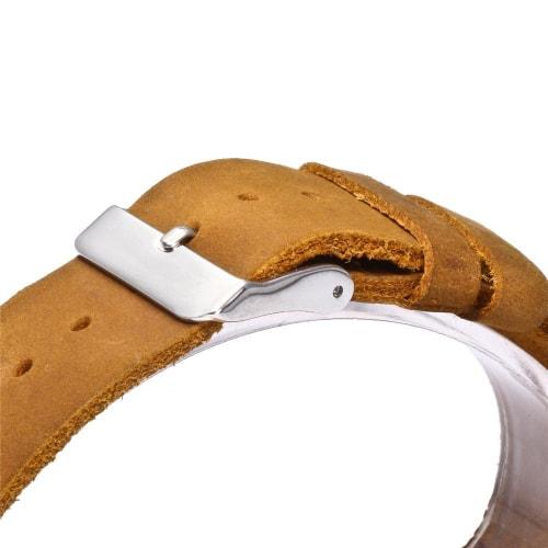 COOFEEL Wooden Watch, Bamboo Wood Watch, Women's and Men's Analog Watch with Genuine Leather Band, Natural Wood, Christmas Gift (Thin Hands, Men's Wat